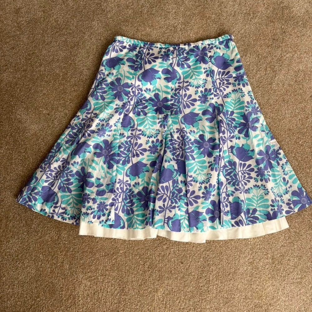 Garnet Hill Blue & Teal Floral Circle Skirt